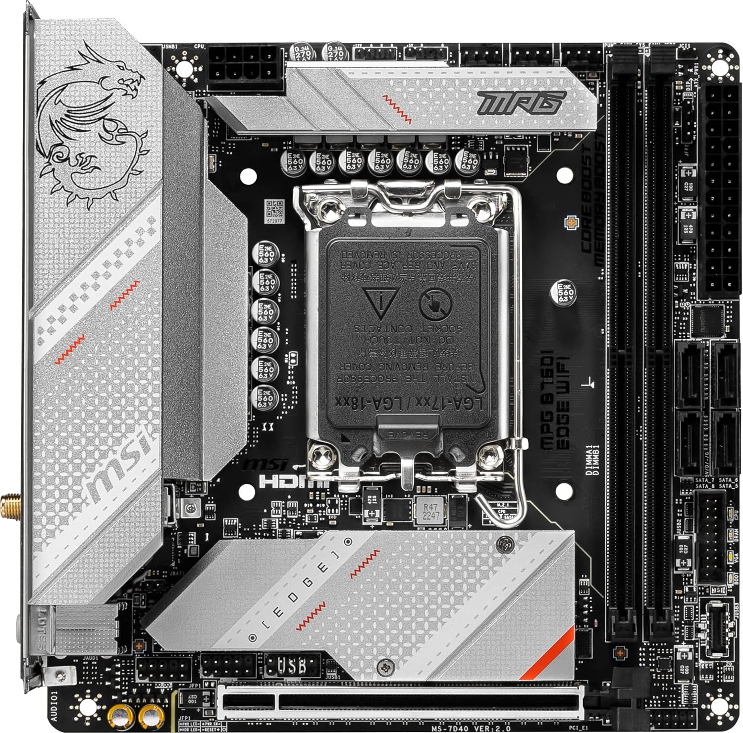 MSI MPG B760I EDGE WIFI Mini-ITX Motherboard, LGA 1700, DDR5, PCIe 5.0, Wi-Fi 6E - Image 3