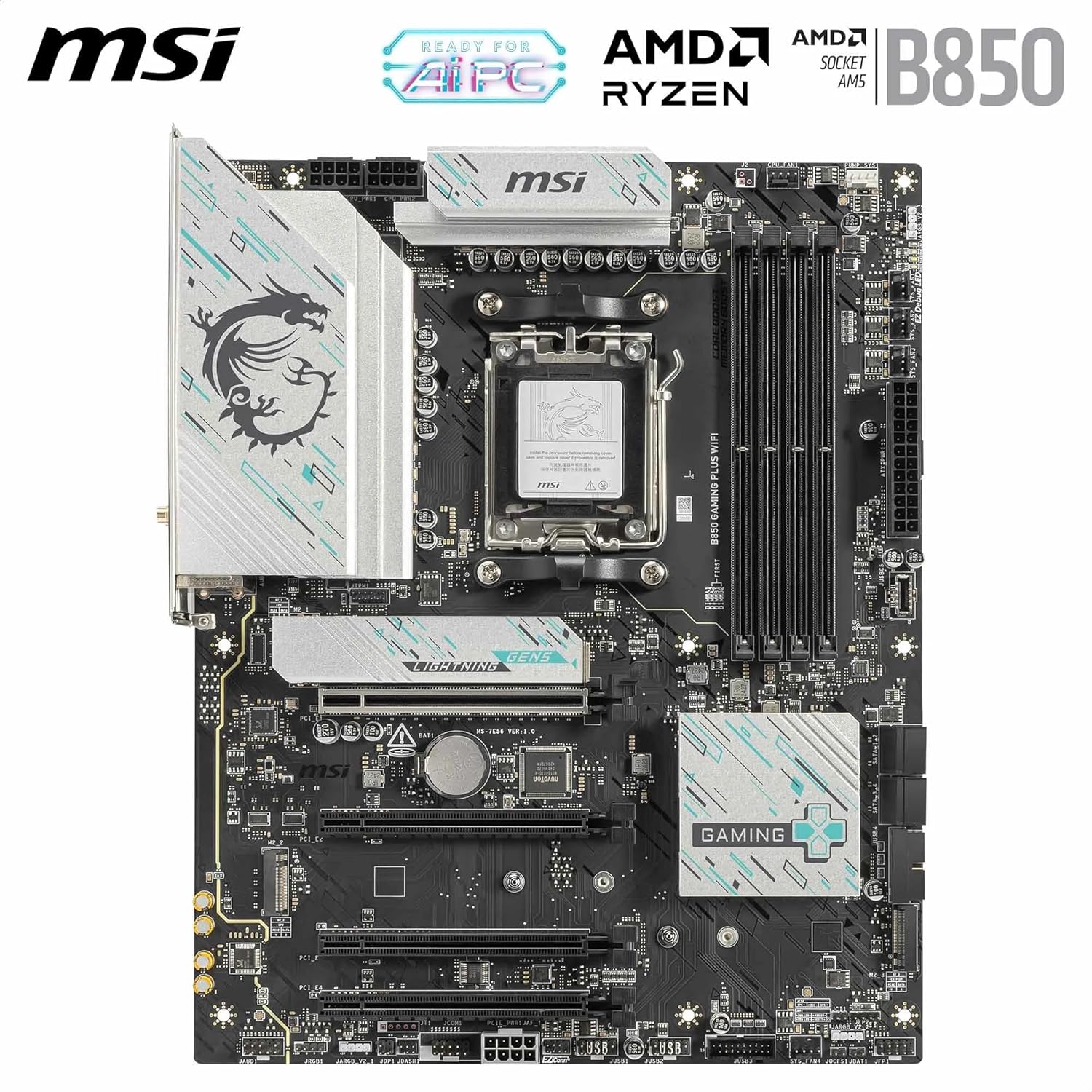 MSI B850 GAMING PLUS WIFI V1 ATX Motherboard, AM5, DDR5, PCIe 5.0, Wi-Fi 7 - Image 2
