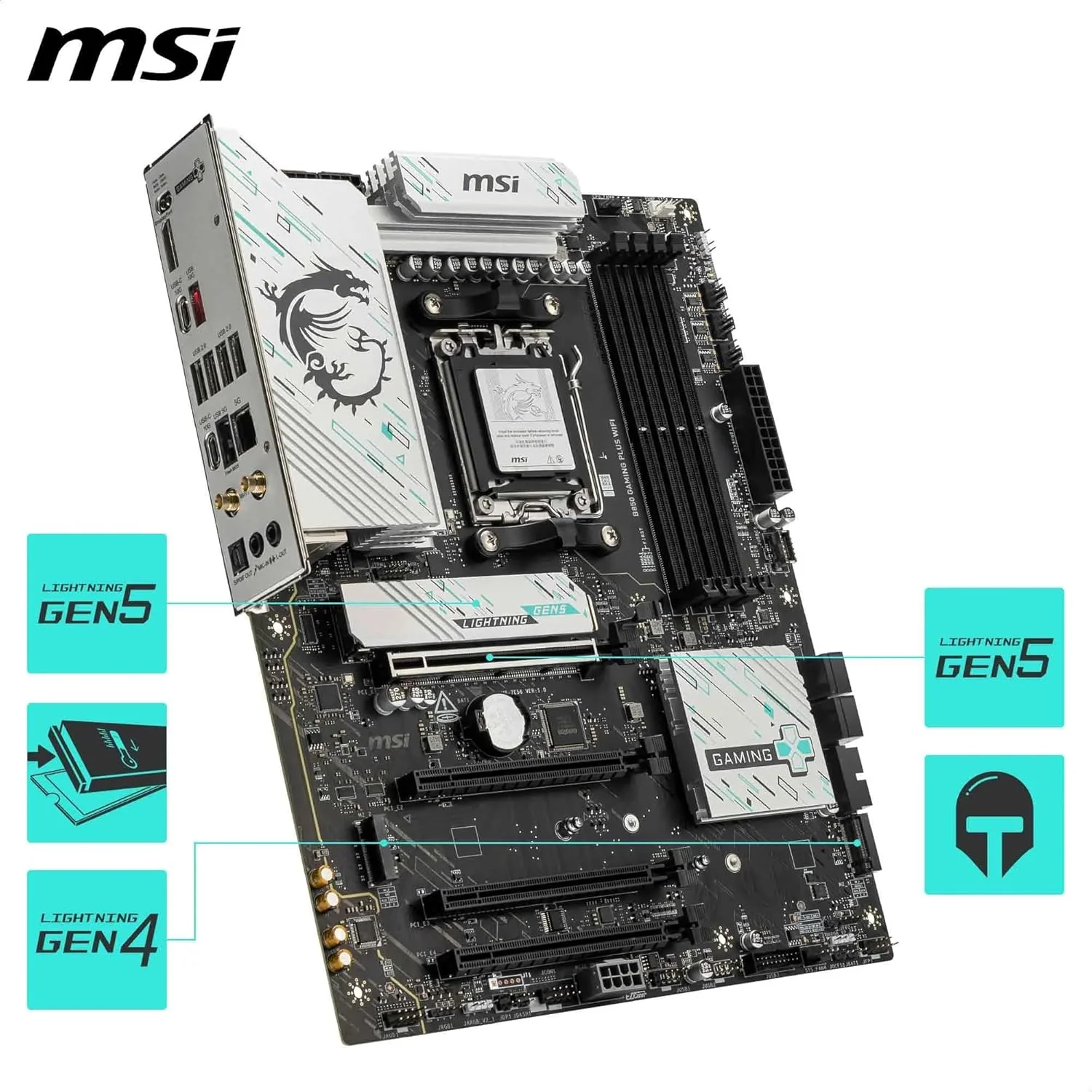 MSI B850 GAMING PLUS WIFI V1 ATX Motherboard, AM5, DDR5, PCIe 5.0, Wi-Fi 7 - Image 3