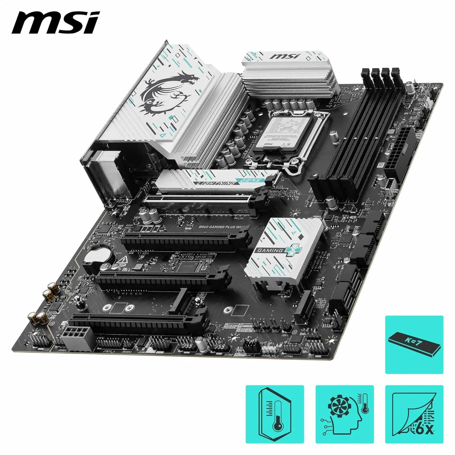 MSI B860 GAMING PLUS WIFI ATX Motherboard, LGA 1851, DDR5, PCIe 5.0, Wi-Fi 7 - Image 3