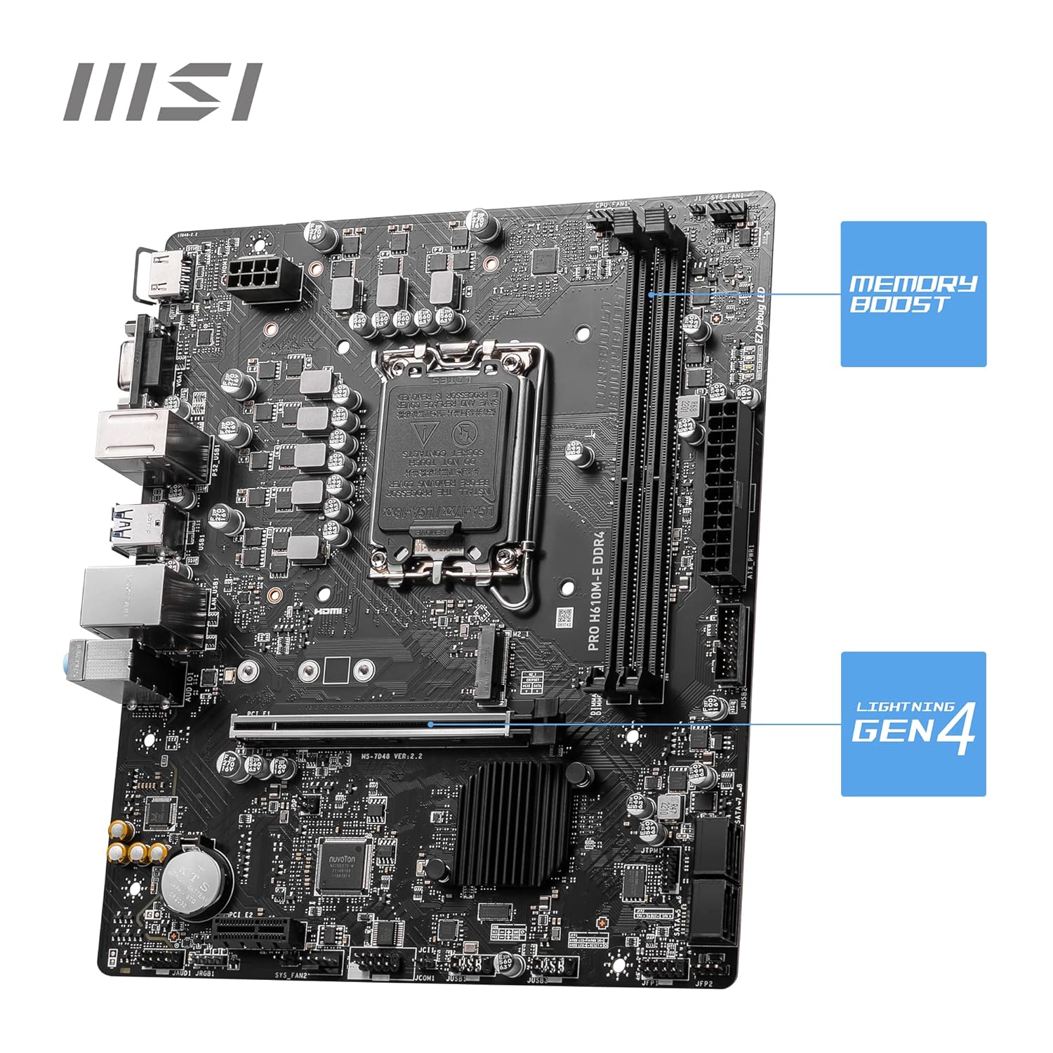 MSI PRO H610M-E DDR4 LGA 1700 Micro-ATX Motherboard - Image 3