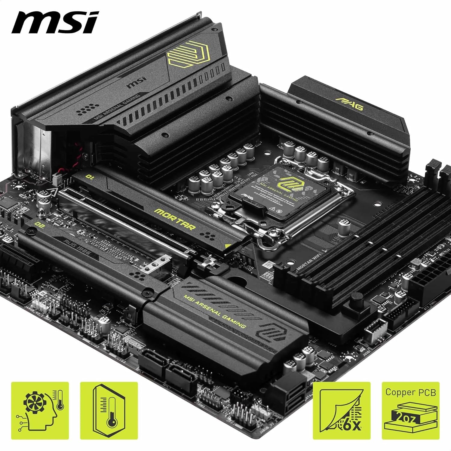 MSI MAG B860M MORTAR WIFI mATX Motherboard, LGA 1851, DDR5, PCIe 5.0, Wi-Fi 7 - Image 3