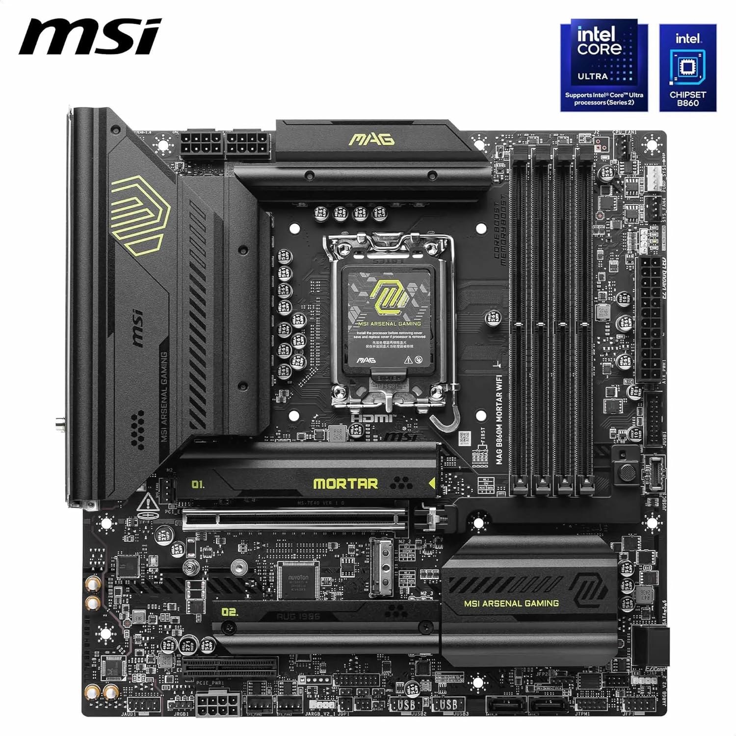 MSI MAG B860M MORTAR WIFI mATX Motherboard, LGA 1851, DDR5, PCIe 5.0, Wi-Fi 7 - Image 4