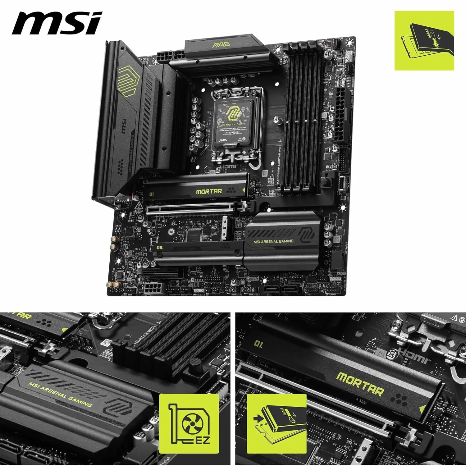 MSI MAG B860M MORTAR WIFI mATX Motherboard, LGA 1851, DDR5, PCIe 5.0, Wi-Fi 7 - Image 5