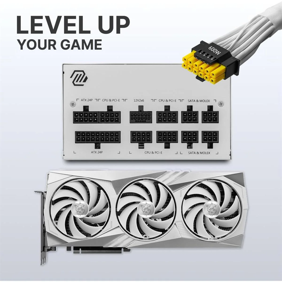MSI MAG A850GL PCIE5 850W 80 Plus Gold ATX 3.0 Power Supply, White, Fully Modular - Image 4
