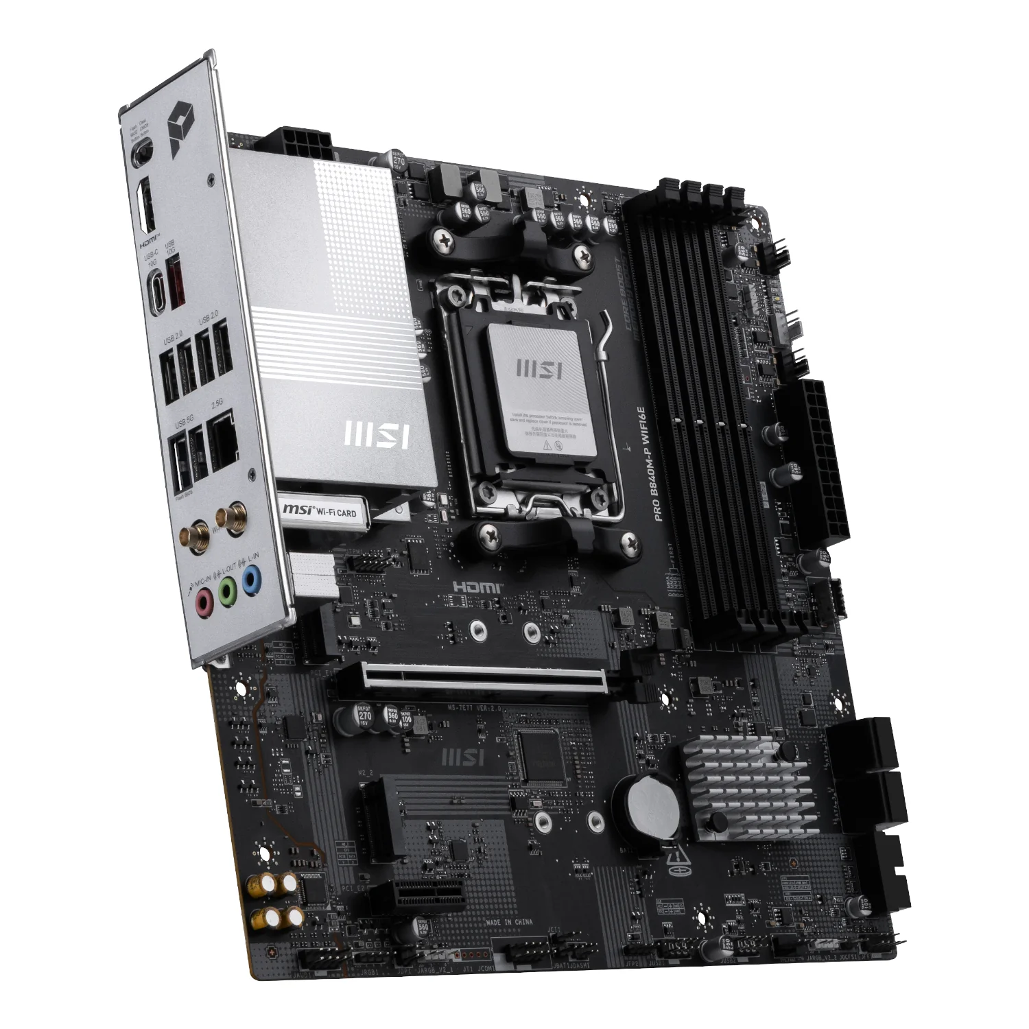 MSI PRO B840M-P Wi-Fi 6E AMD AM5 MATX Gaming Motherboard - Image 2