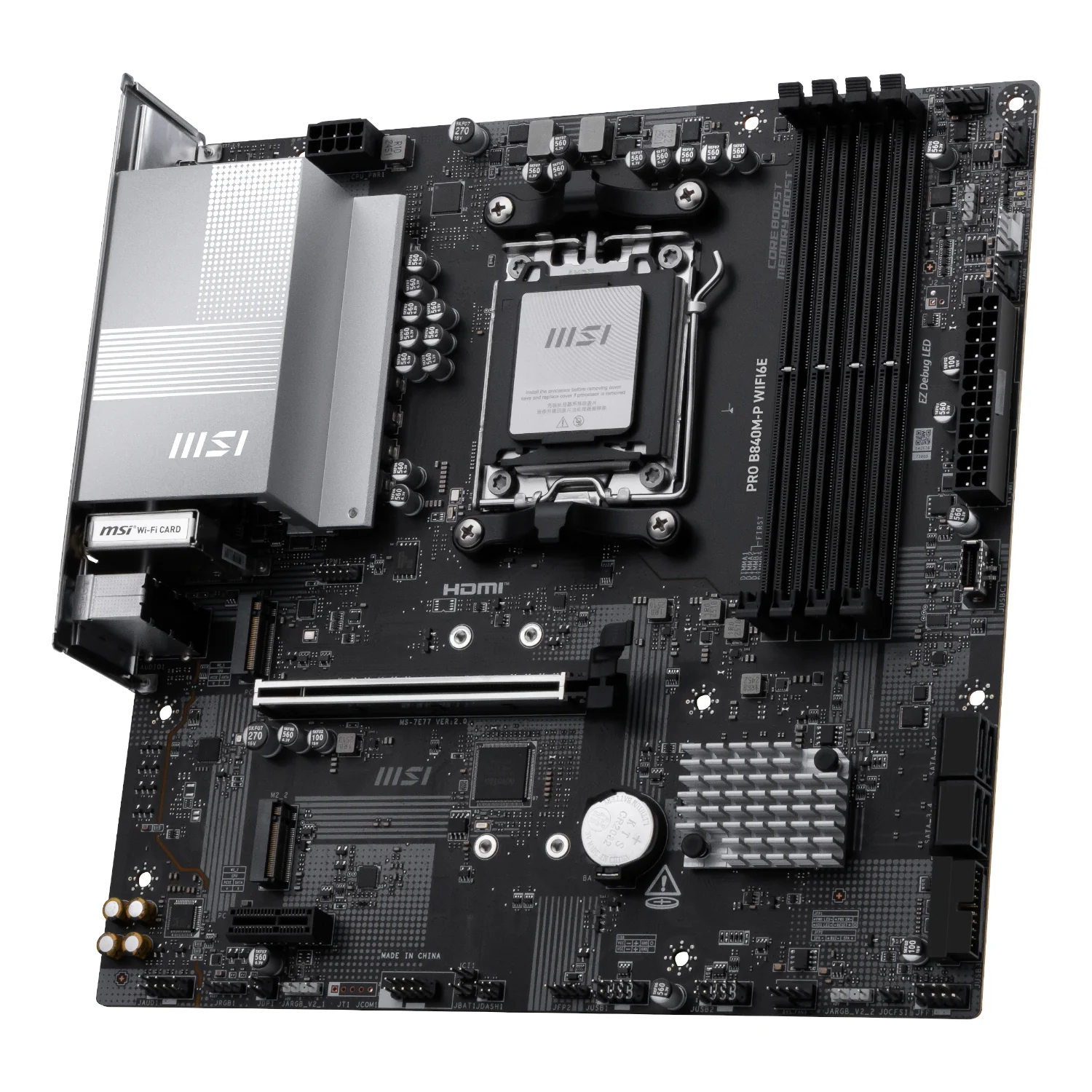 MSI PRO B840M-P Wi-Fi 6E AMD AM5 MATX Gaming Motherboard - Image 3