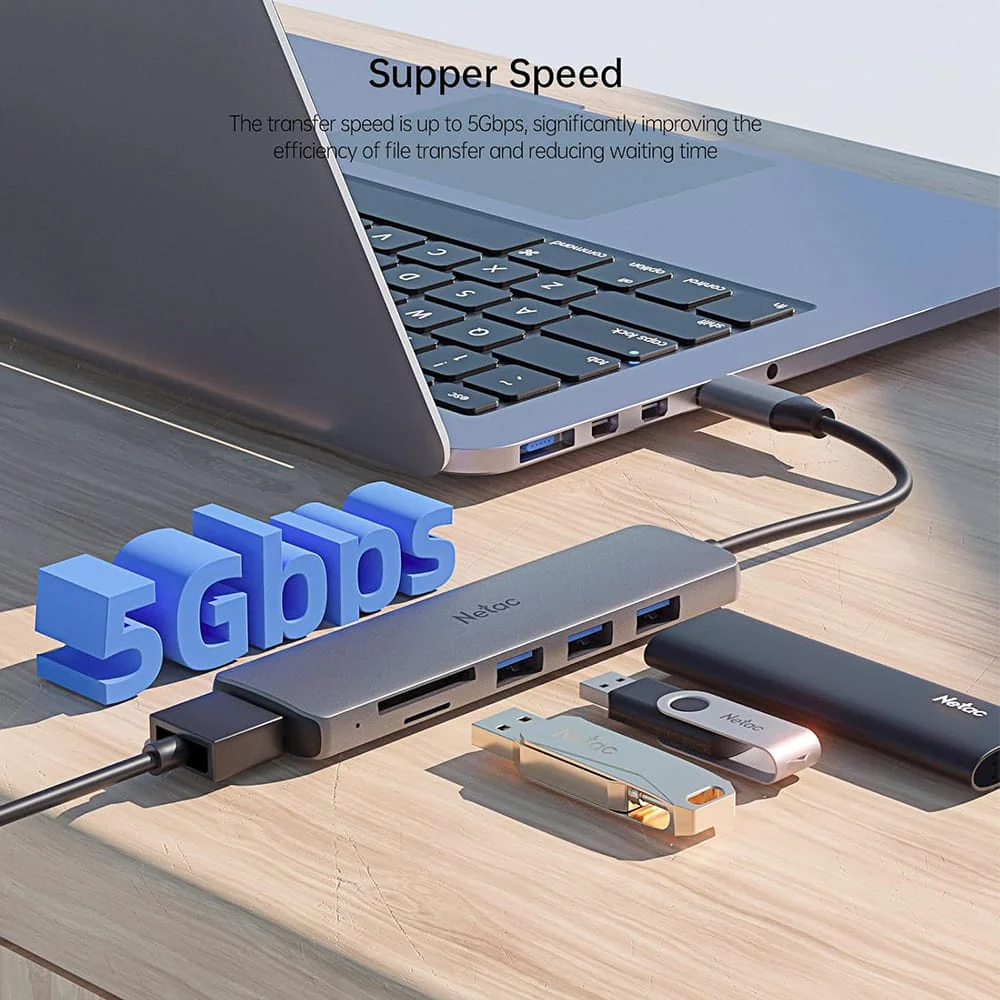 Netac 6-in-1 USB-C Hub with HDMI, USB 3.0 & Card Slots - Image 7