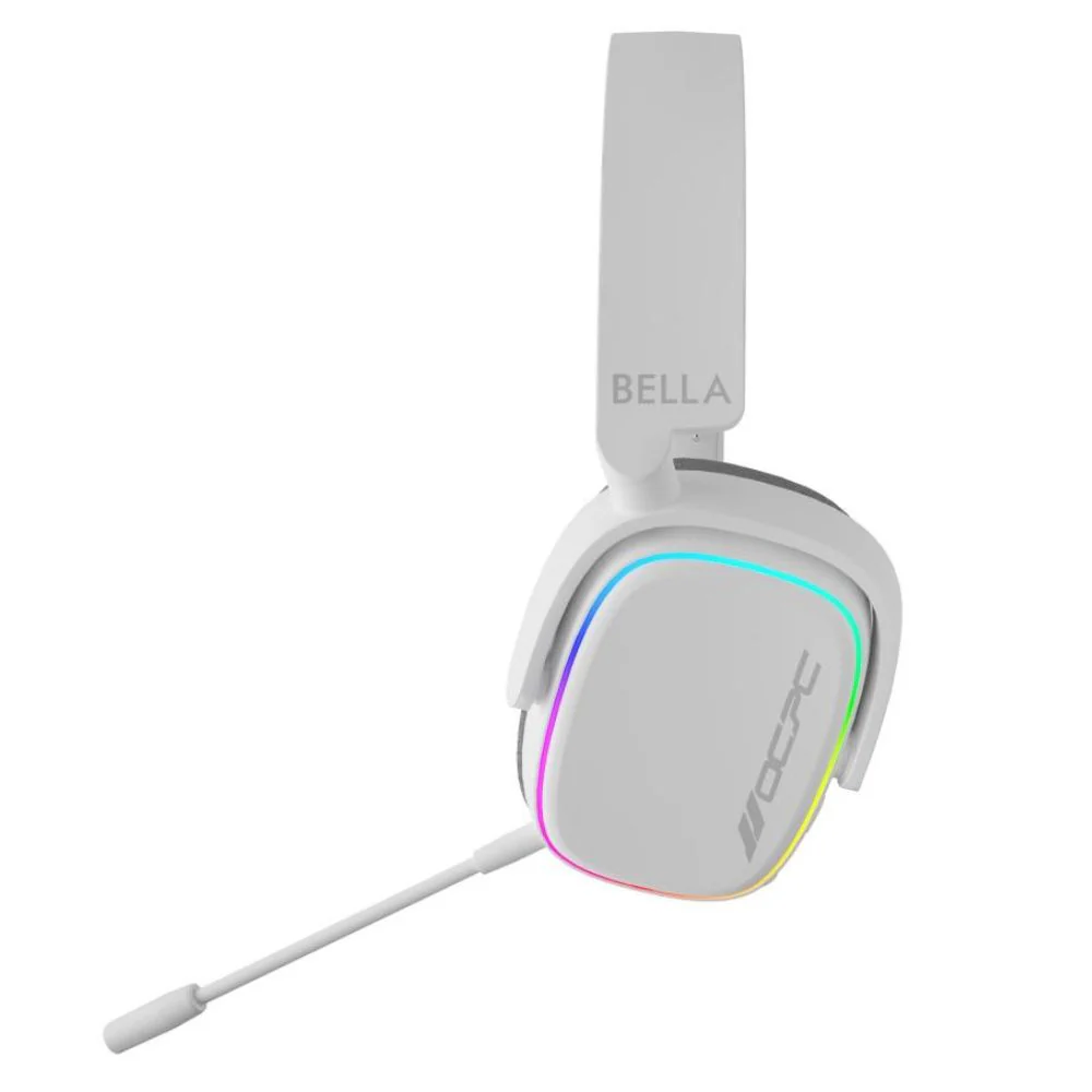 OCPC BELLA Virtual 7.1 Gaming Headset (White) – 50 mm Drivers, RGB, Detachable Mic, Multiplatform - Image 4