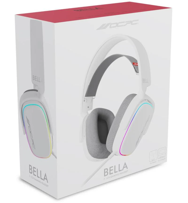 OCPC BELLA Virtual 7.1 Gaming Headset (White) – 50 mm Drivers, RGB, Detachable Mic, Multiplatform - Image 5