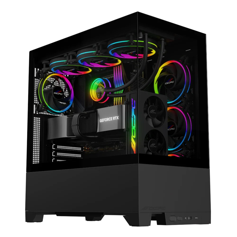 OCPC CASA ATX Mid-Tower PC Case – Tempered Glass Gaming Chassis, 360mm Radiator Support, Black - Image 6