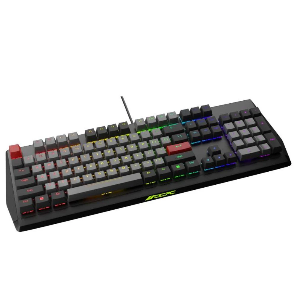 OCPC KR1 Mechanical Gaming Keyboard – 104-Key RGB, Hot‑Swappable Gateron, Aluminum Body (Black/Grey) - Image 3