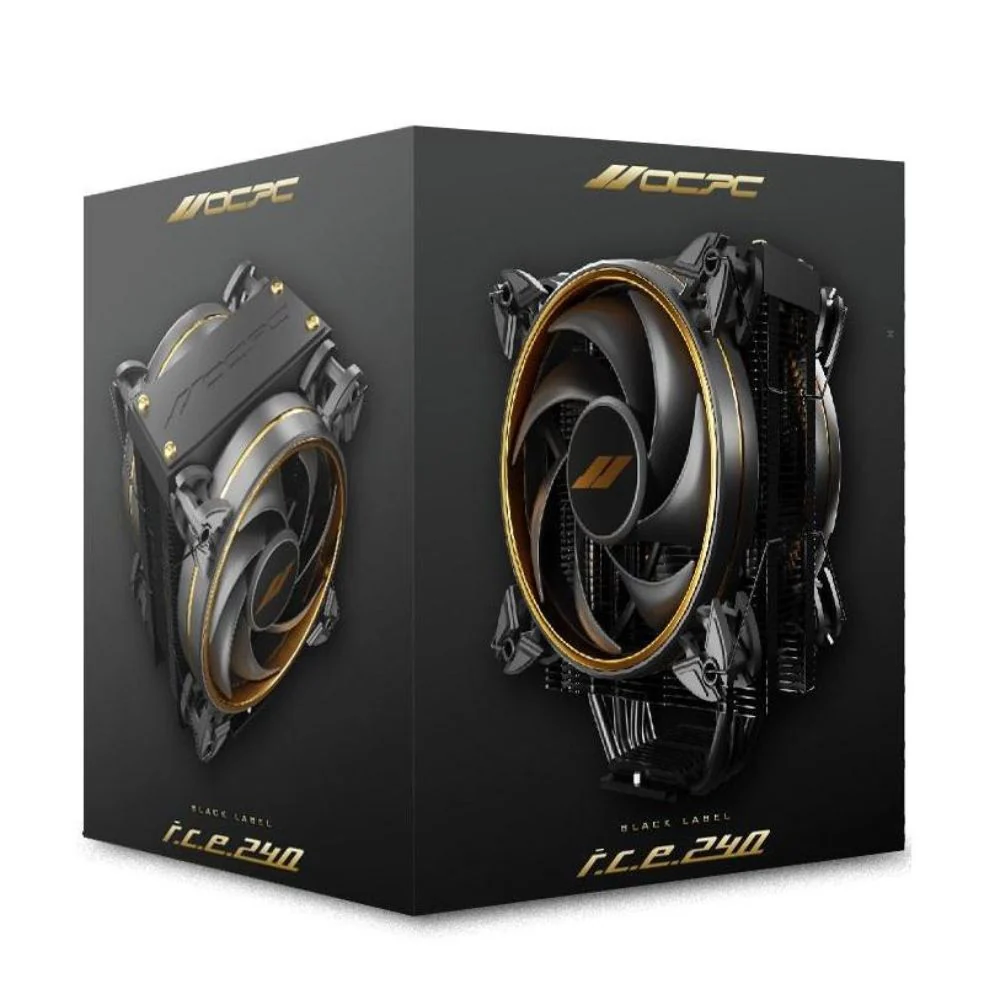OCPC ICE‑240 Black Label CPU Air Cooler – Dual 120 mm PWM Fans, 4 Heat Pipes - Image 5