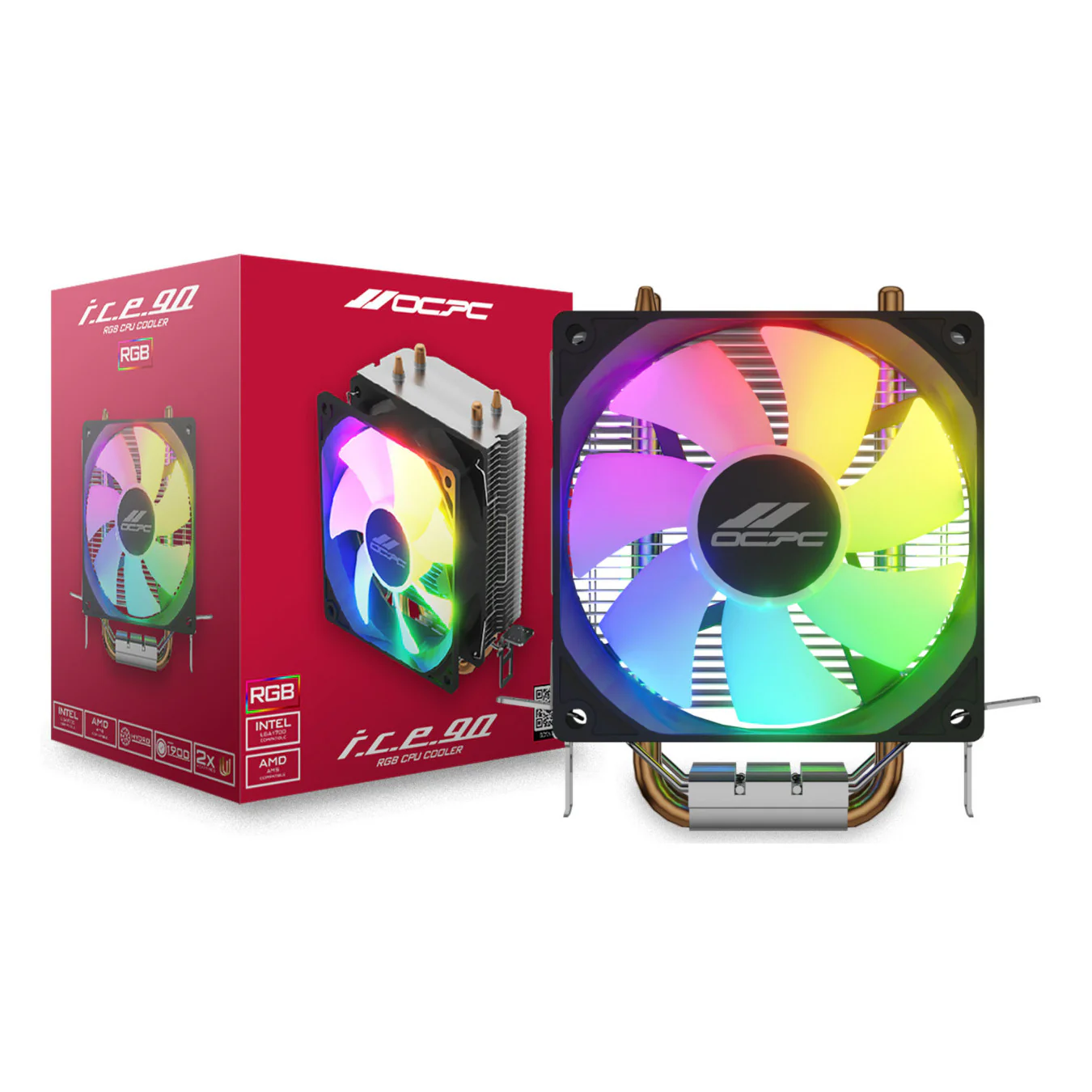 OCPC I.C.E. 90 RGB CPU Cooler – 90mm Fan, Black, Quiet Cooling with RGB Lighting - Image 4