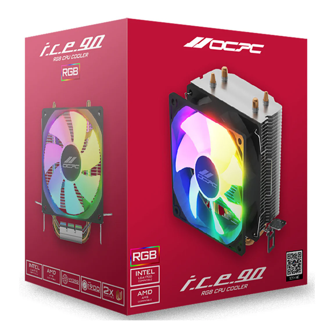 OCPC I.C.E. 90 RGB CPU Cooler – 90mm Fan, Black, Quiet Cooling with RGB Lighting - Image 5