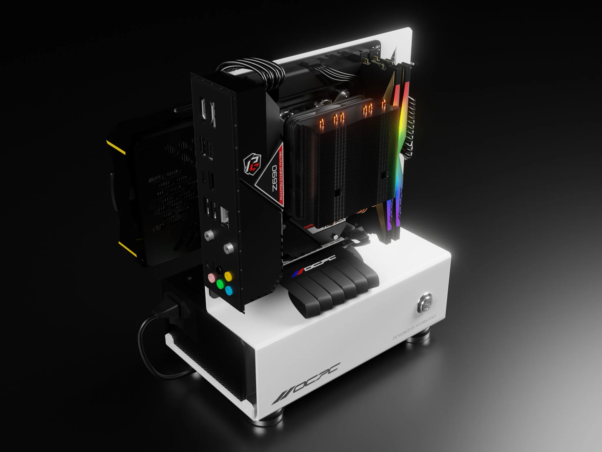 OCPC Mini2 Open-Air Mini ITX SFF PC Case – Stainless Steel Small Form Factor Chassis, SFX PSU Support, White - Image 4
