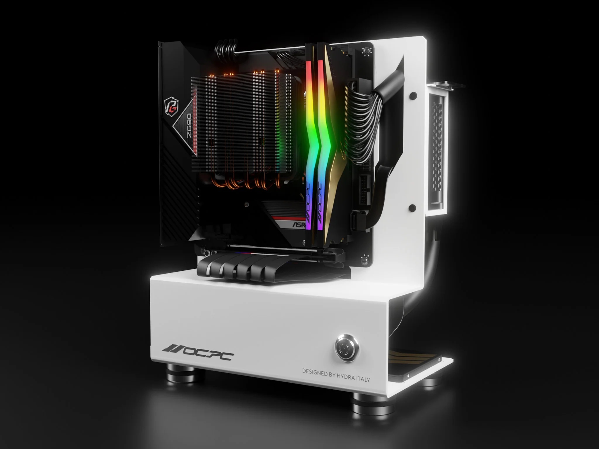 OCPC Mini2 Open-Air Mini ITX SFF PC Case – Stainless Steel Small Form Factor Chassis, SFX PSU Support, White - Image 6