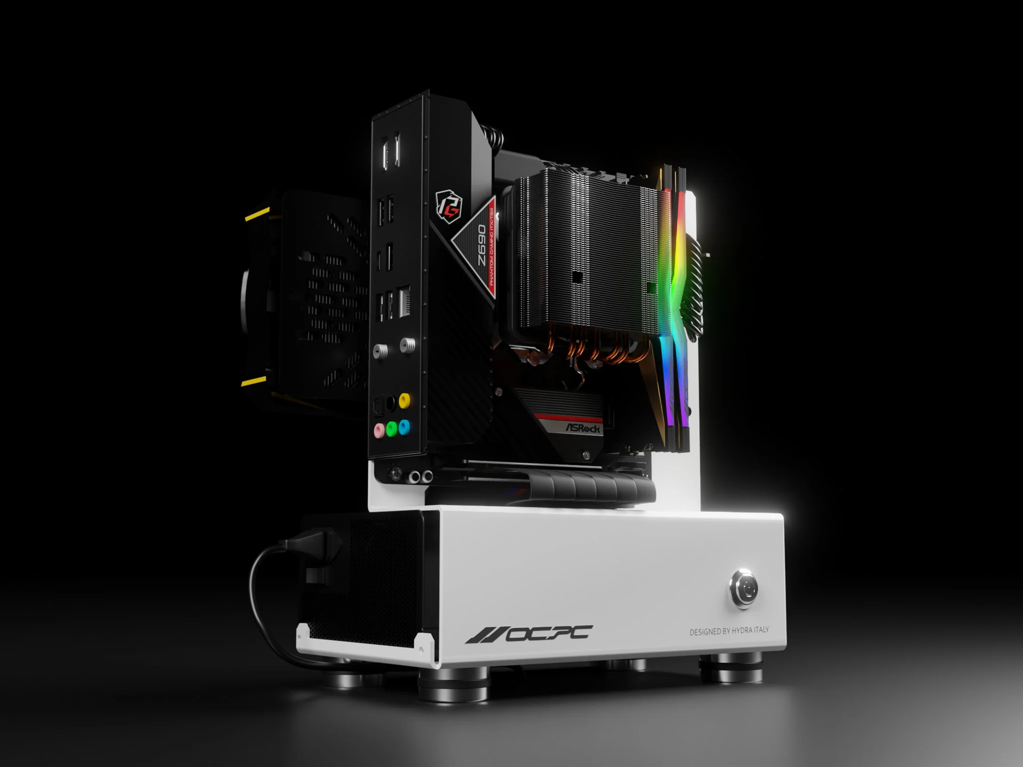 OCPC Mini2 Open-Air Mini ITX SFF PC Case – Stainless Steel Small Form Factor Chassis, SFX PSU Support, White - Image 7
