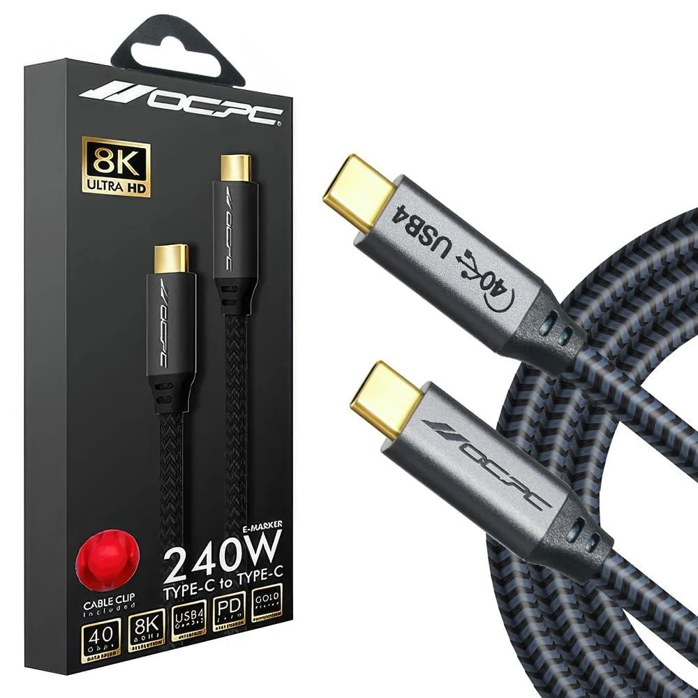 OCPC PD240M08 USB4 0.8m USB-C Cable 240W PD, 8K/60Hz Video Output