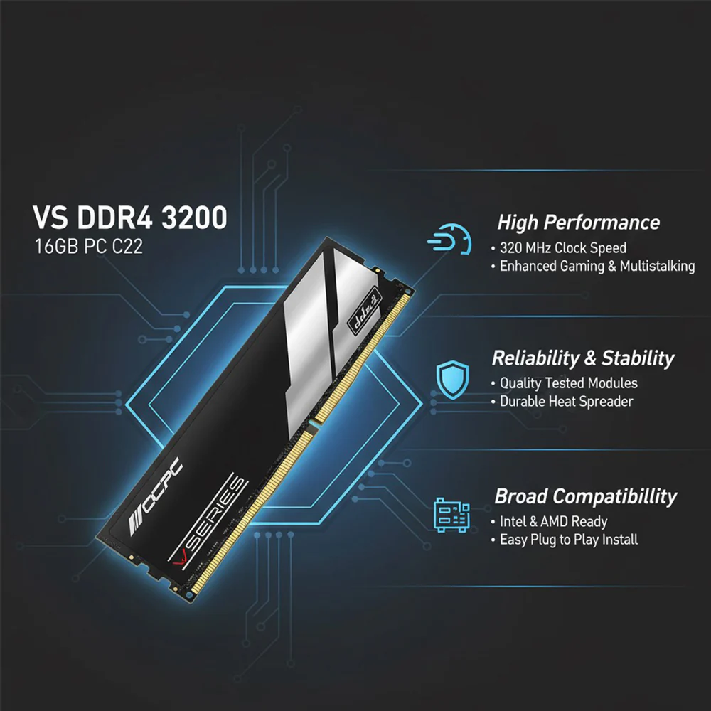 OCPC VS DDR4 3200MHz 16GB Desktop RAM Module CL22 Non-ECC UDIMM - Image 4