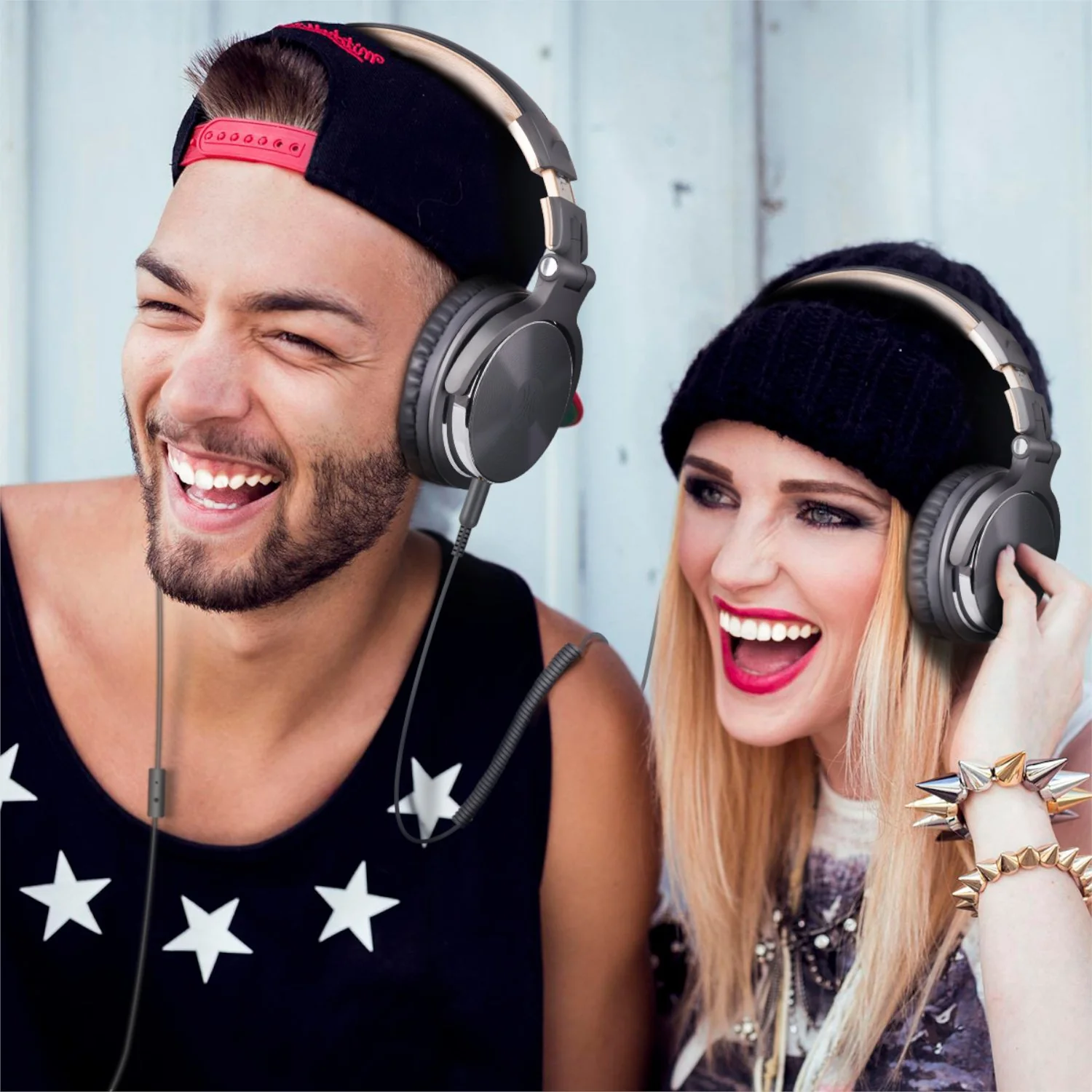 Oneodio Pro 10 Professional Wired Over Ear DJ and Studio Monitoring Headphones - Grey/Gold - Image 4