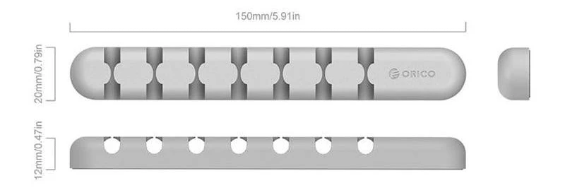 Orico CBS7-GY Desktop Cable Manager (Grey) – Silicone Holder for 7 Cables - Image 2