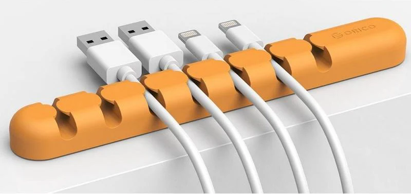 Orico CBS7-OR Desktop Cable Manager (Orange) – Silicone Holder for 7 Cables - Image 2