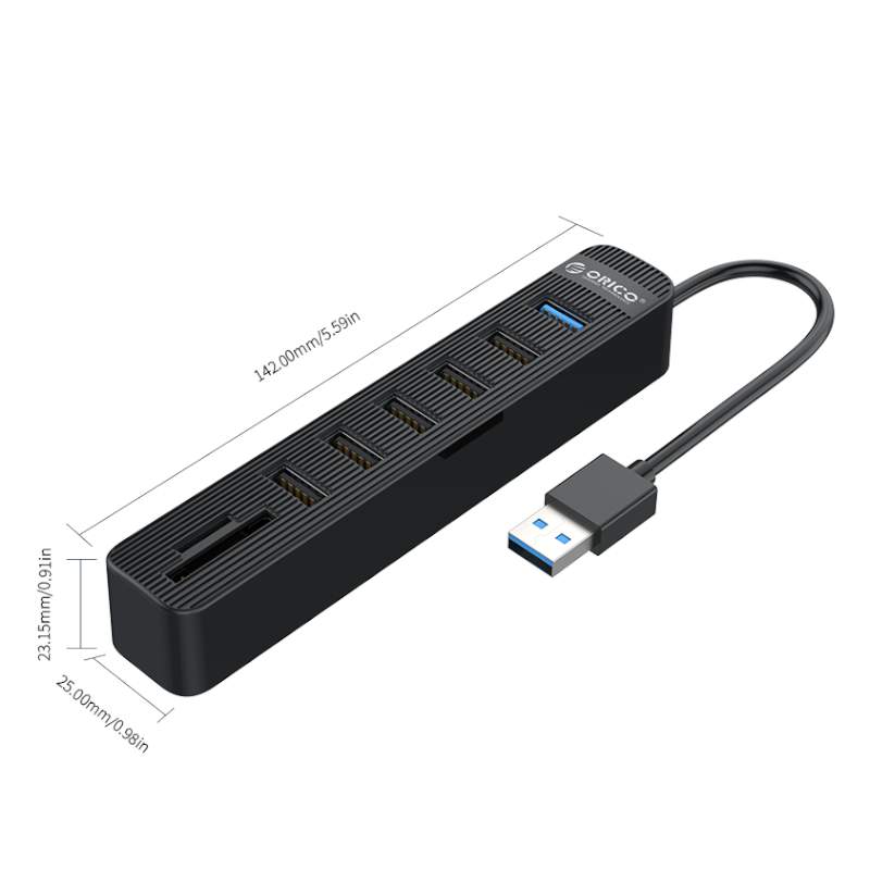 Orico USB3.0 to 1x USB 3.0 | 5x USB2.0 + SD|TF HUB BK - Image 7