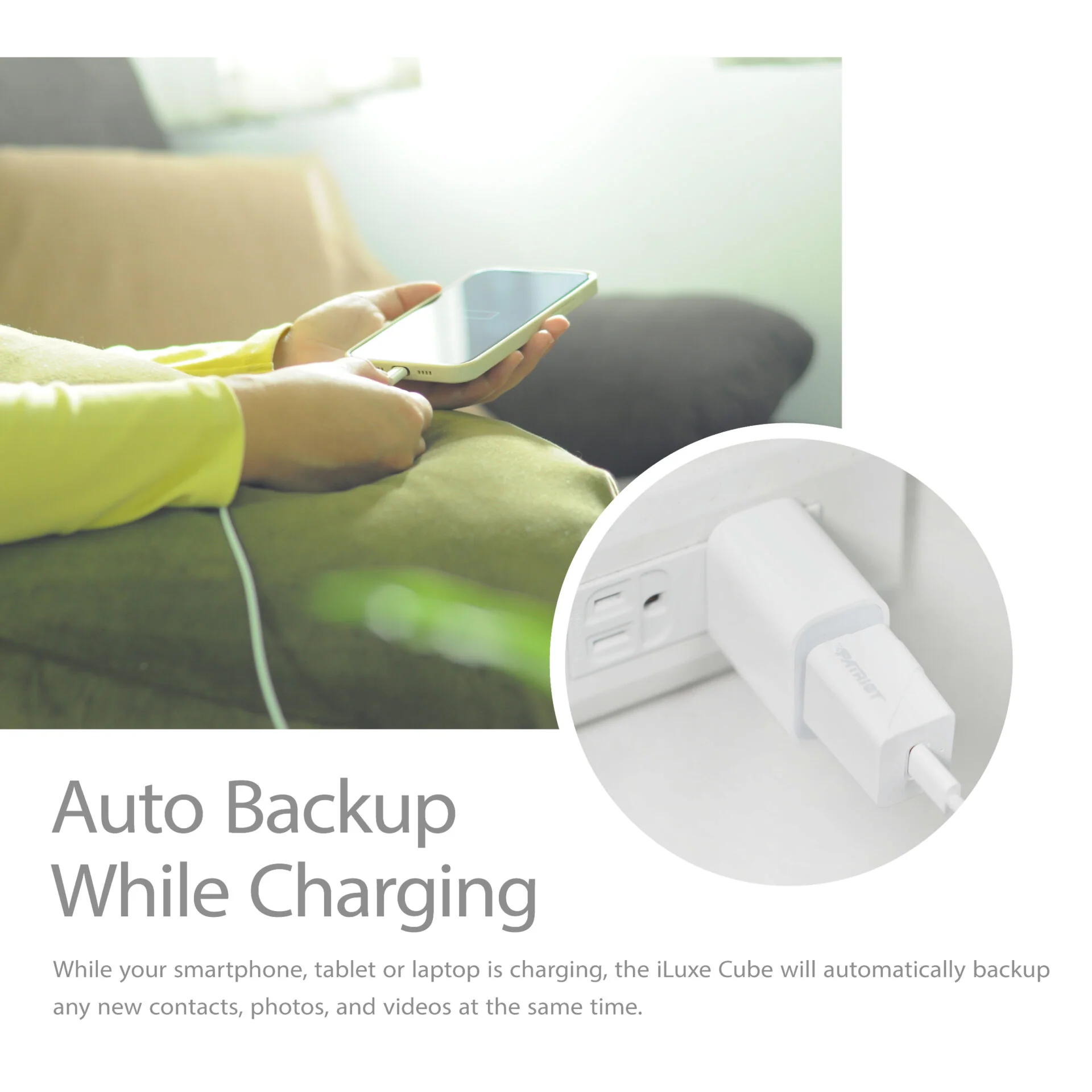 Patriot iLuxe Cube 256GB Type-C Smart Backup Solution - White - Image 4