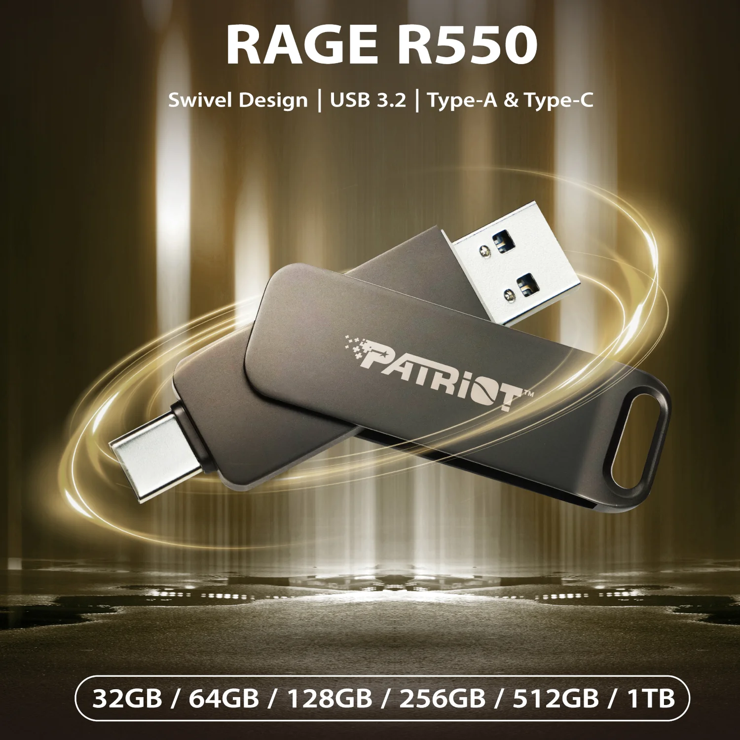 Patriot Rage R550 256GB USB3.2 Swing Type A to Type-C Flash Drive - Image 4