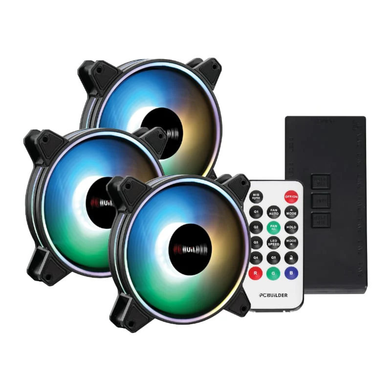 PCBuilder Tempest Chill Fan Kit 3x120MM Dual Glow ARGB Fan + Controller + RF Remote - Image 5