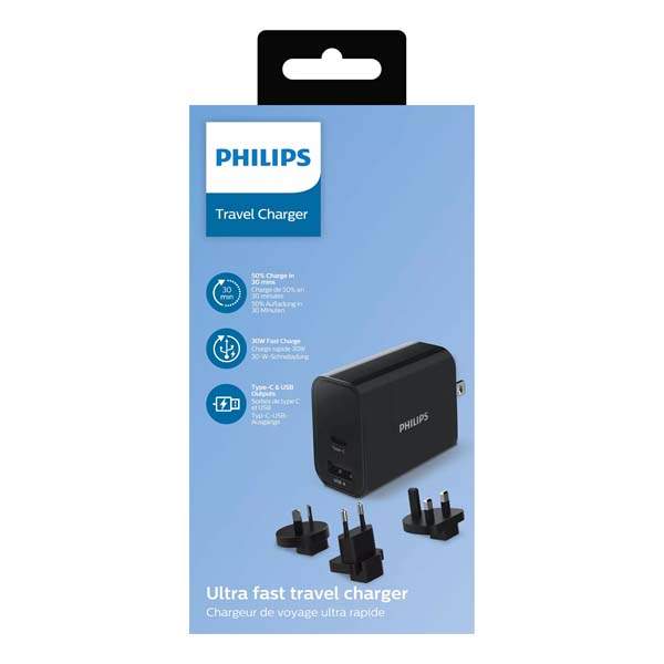 Philips 30W USB Travel Charger with Global Adapters DLP2621T/00 - Image 3