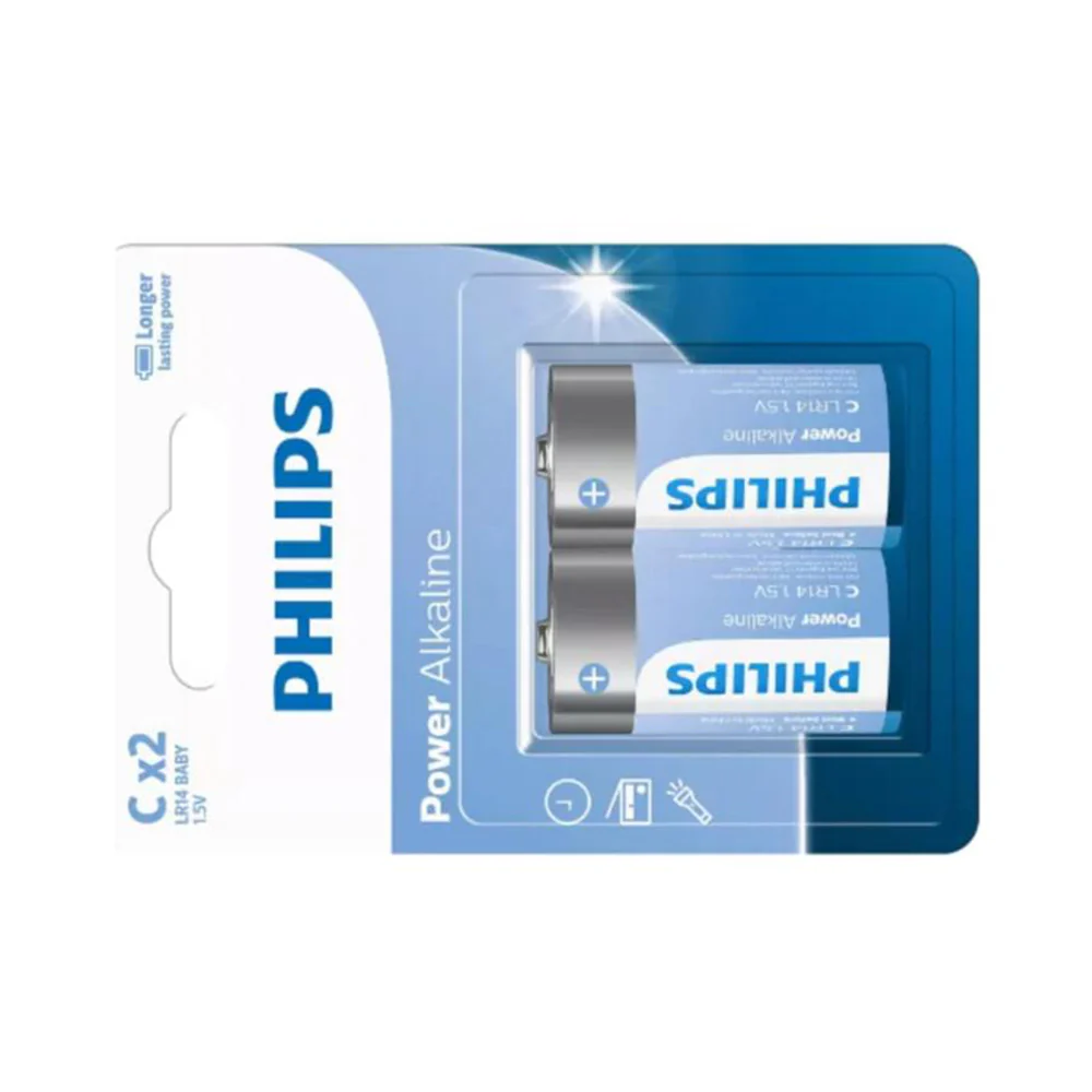 Philips Power Alkaline C Batteries CX2 1.5V – Pack of 2 (LR14P2B/40) - Image 4