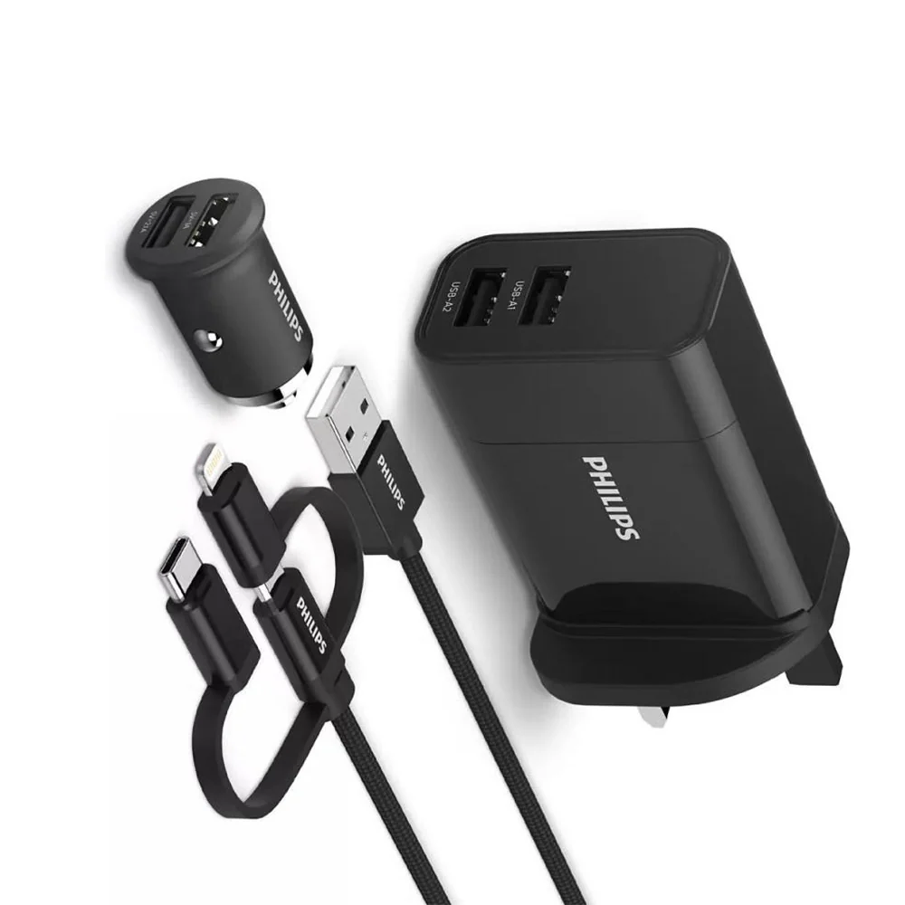 Philips DLP2810T/05 3-in-1 Universal Charger (Wall + Car + 3-in-1 Cable) - Image 3