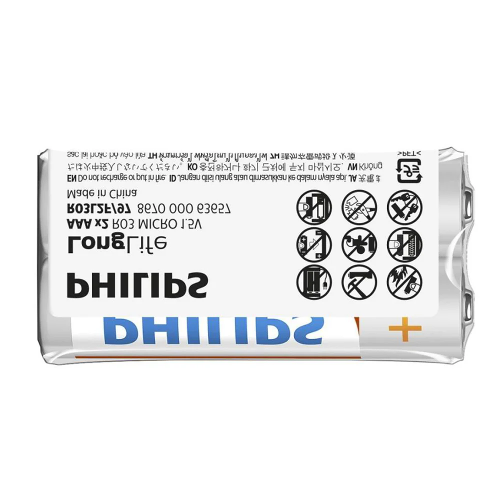 Philips LongLife AAA Batteries 2 Pack | Zinc Chloride 1.5V | R03L2F/40 - Image 3