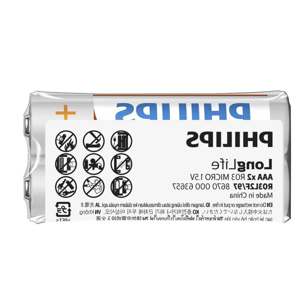 Philips LongLife AAA Batteries 2 Pack | Zinc Chloride 1.5V | R03L2F/40 - Image 5