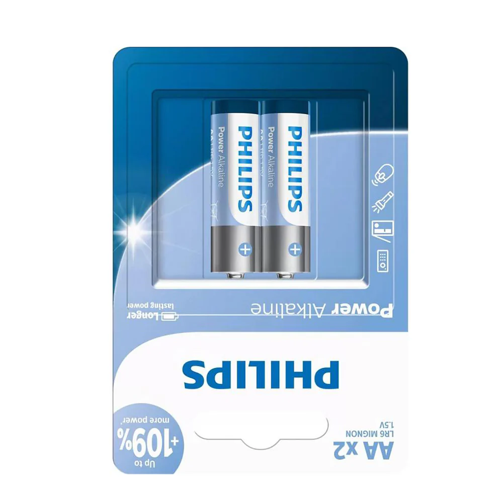 Philips Power Alkaline AA Batteries 2 Pack | 1.5V 2900mAh | LR6P2B/40 - Image 3
