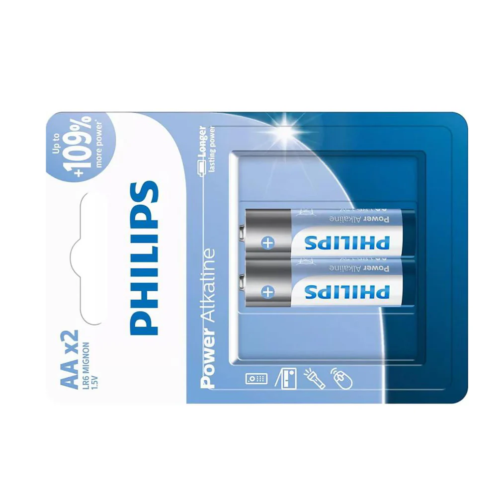Philips Power Alkaline AA Batteries 2 Pack | 1.5V 2900mAh | LR6P2B/40 - Image 4