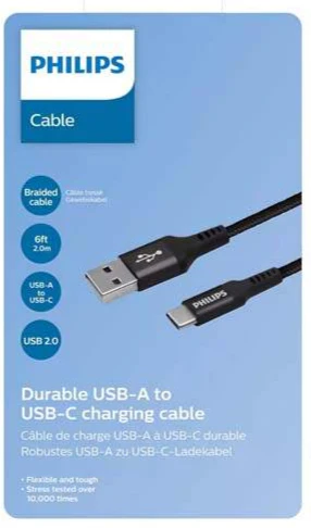 Philips USB A To USB C Charge & Sync Cable DLC5206A/00 - Image 2