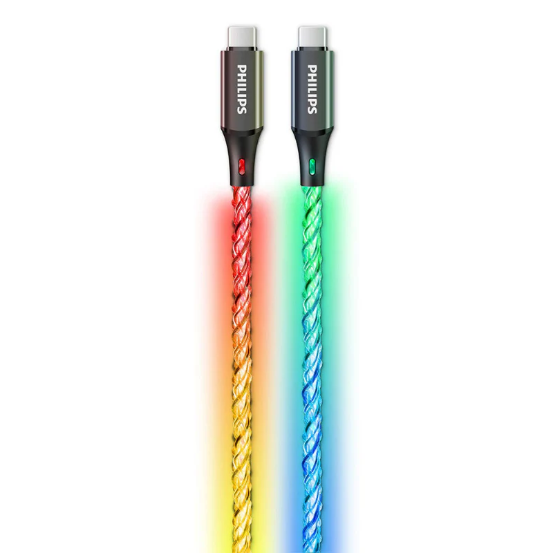 Philips USB-C to USB-C 60W RGB Breathing Light Cable 1m - Image 2