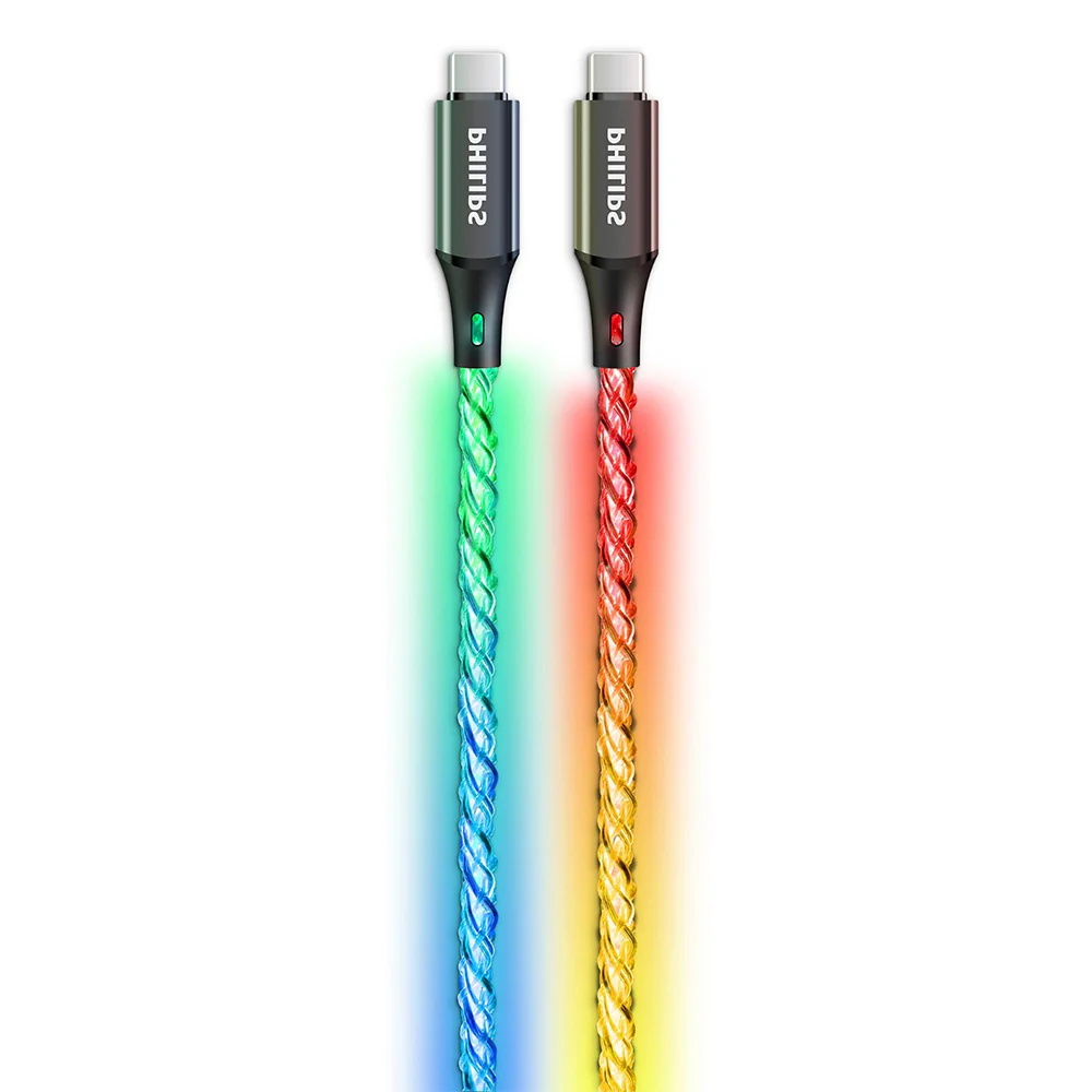Philips USB-C to USB-C 60W RGB Breathing Light Cable 1m - Image 3