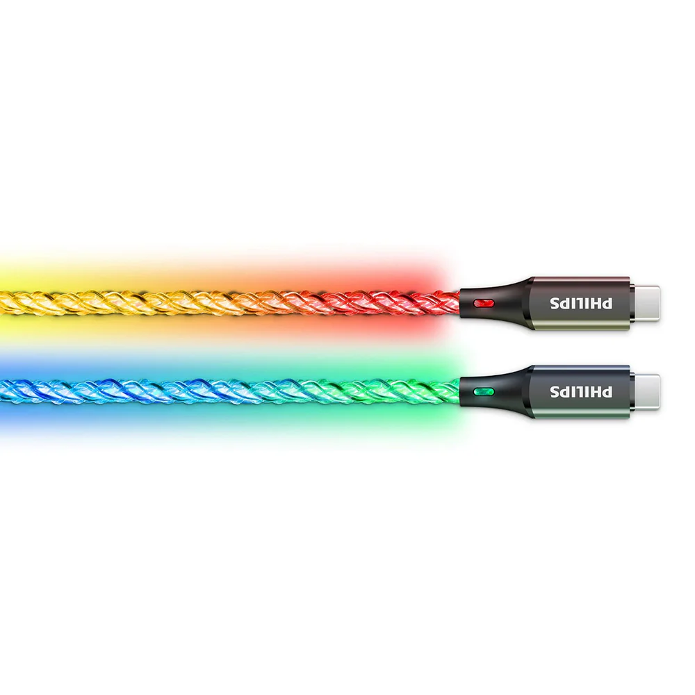 Philips USB-C to USB-C 60W RGB Breathing Light Cable 1m - Image 4