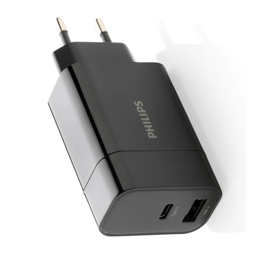 Philips 20W Dual USB Wall Charger (1A+1C) PD Fast Charger - Black - Image 5