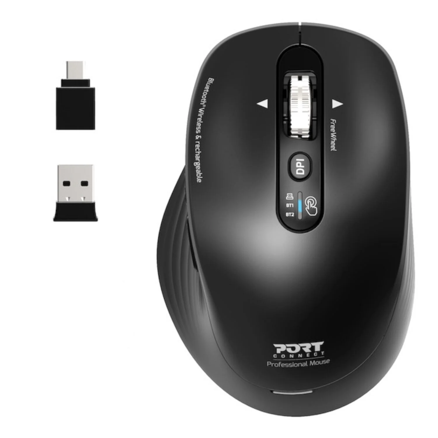 Port Connect Business 2.4GHz Rechargeable Bluetooth Wireless Mouse - Black - Image 5