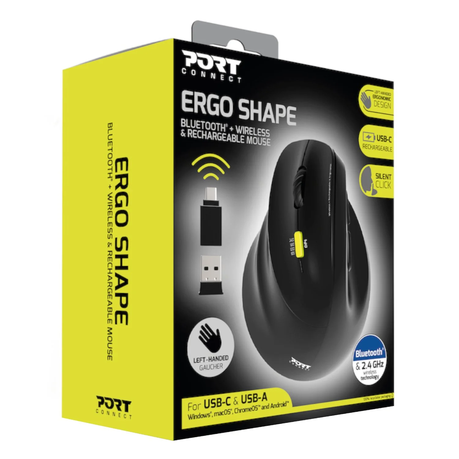 Port Connect Ergo Shape Rechargeable Wireless Mouse - Image 6