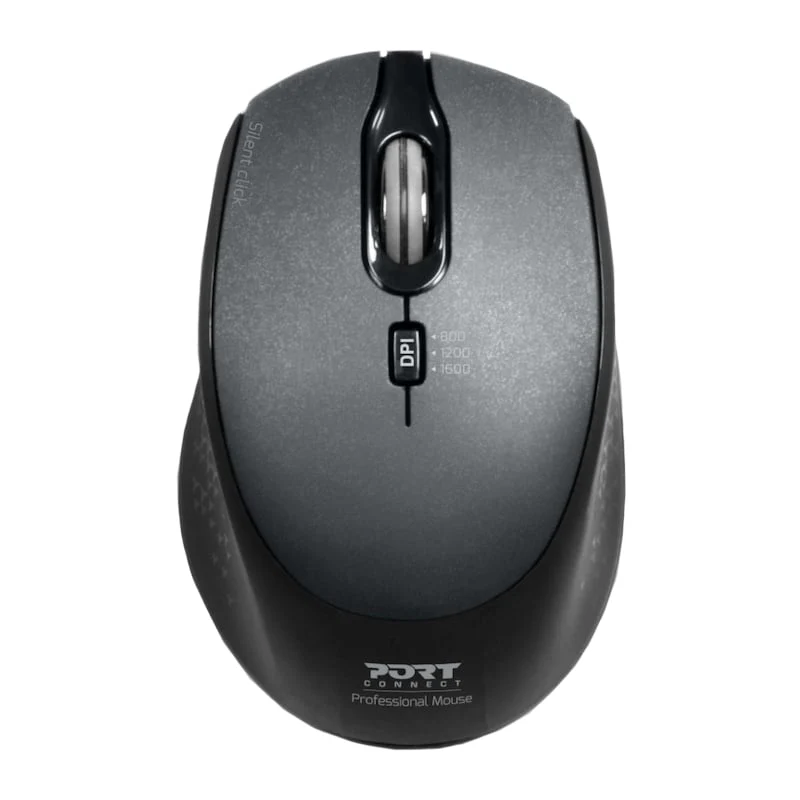 Port Connect Silent 1600DPI 3 Button Wireless Mouse - Black - Image 4