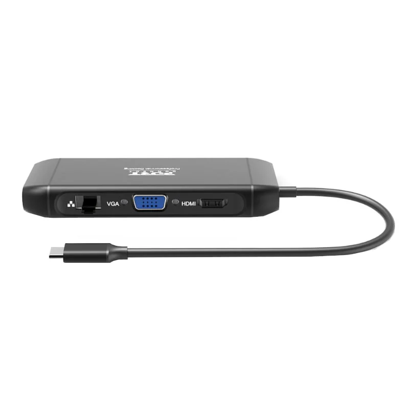 Port USB Type-C 4 x USB3.1|1 x Aux|Micro+SD Card Reader|1 x RJ45|1 x HDMI|1 x VGA|1 x Type-C PD Dock 100W - Black - Image 4