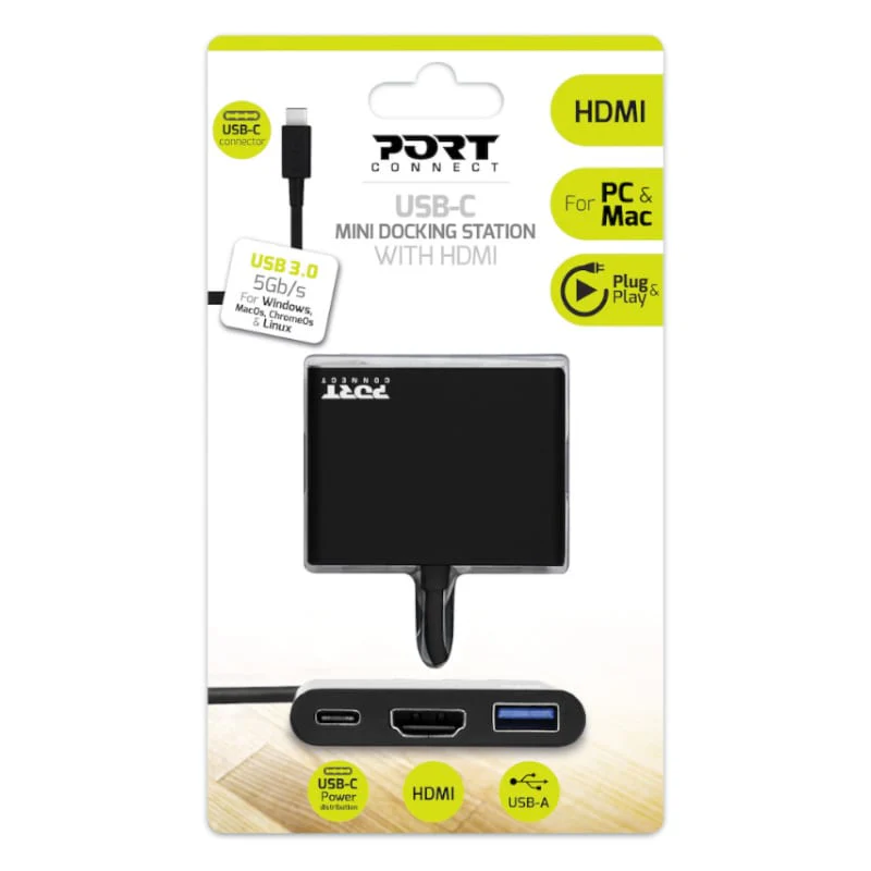 Port USB Type-C to 1 x HDMI|1 x USB3.0|1 x Type-C 60W PD Dock - Black - Image 4