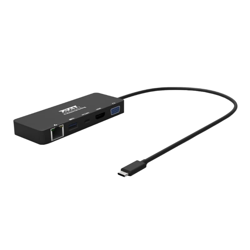 Port USB Type-C to 1 x RJ45|1 x USB3.0 SS|1 x Type-C 85W PD|1 x HDMI2.0|1 x VGA 30cm Cable Dock - Black - Image 4