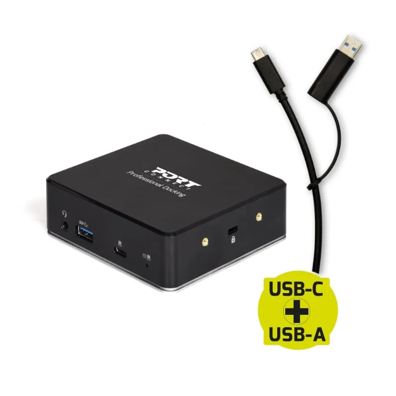 Port USB Type-C to 1 x RJ45|2 x USB3.1 Gen1|2 x HDMI|1 x Type-C|1 x USB3.1 Gen1 | Apple Charging 2.4A|1 x Aux Dock - Black - Image 2